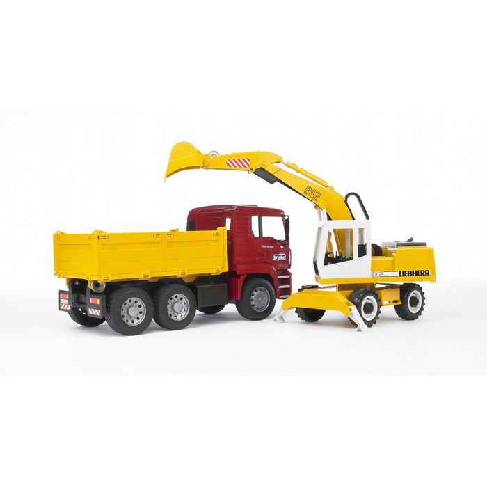BRUDER Camion Man Con Escavatore Liebherr - 02751