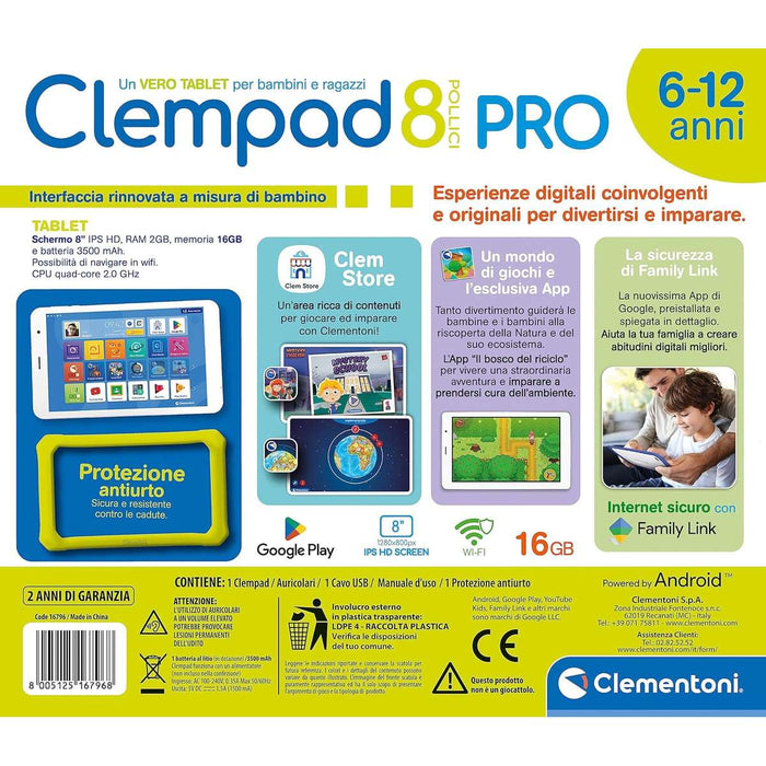 CLEMENTONI Clempad 8 Pollici Pro 6-12 Anni - 16796