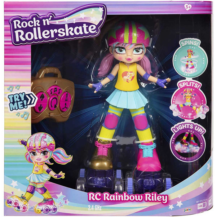 JAKKS PACIFIC Rock N' Rollerskate Girl Rainbow Riley Fashion Doll - 712034