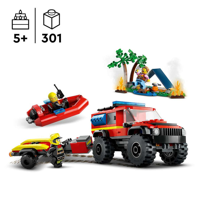 LEGO Fuoristrada Antincendio E Gommone Di Salvataggio - 60412