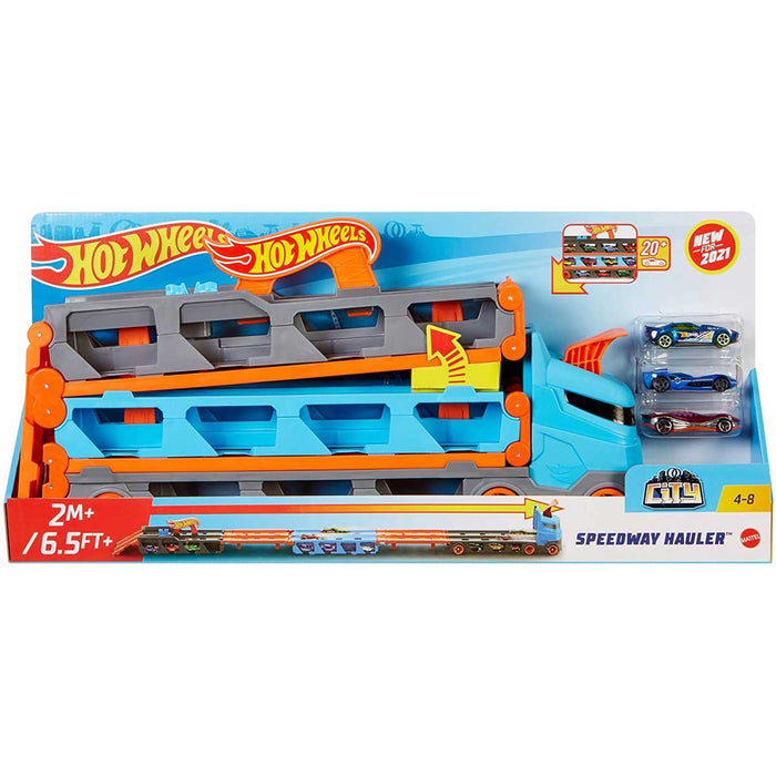 MATTEL Hot Wheels 2In1 Camion Trasportatore E Pista Con 3 Auto - GVG37