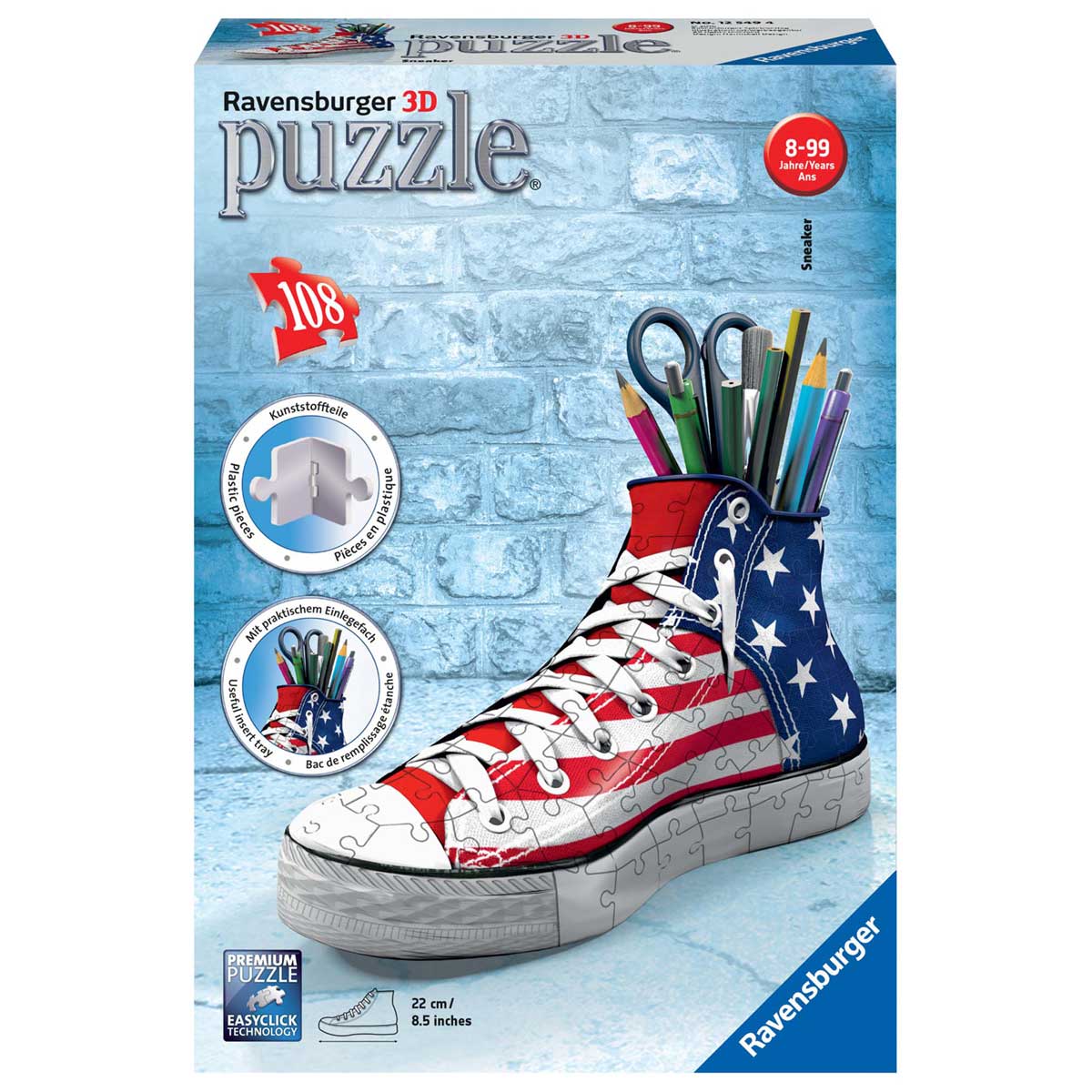 Ravensburger Puzzle 3D Portapenne Sneaker - 112 Pezzi Per Bambini Dagli 8 Anni