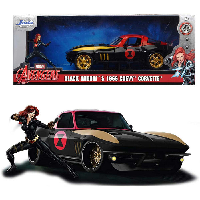 SIMBA Jada Marvel Black Widow 1966 Chevy In Scala 1:24 Die-Cast Con Personaggio Della Vedova Nera In Die Cast - 253225014