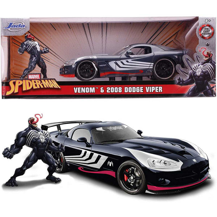 SIMBA Jada Marvel Venom 2008 Dodge Viper In Scala 1:24 Die-Cast Con Personaggio Di Venom In Die Cast - 253225015