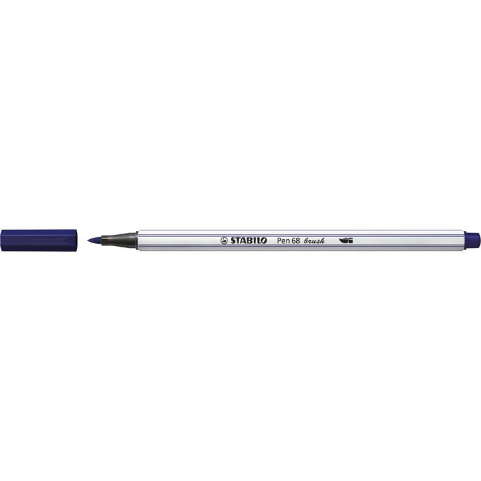 STABILO Pennarello Premium Con Punta A Pennello, Stabilo Pen 68 Brush, Blu Di Prussia - 568/22