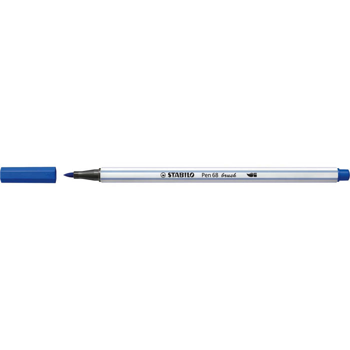 STABILO Pennarello Premium Con Punta A Pennello, Stabilo Pen 68 Brush, Blu Oltremare - 568/32