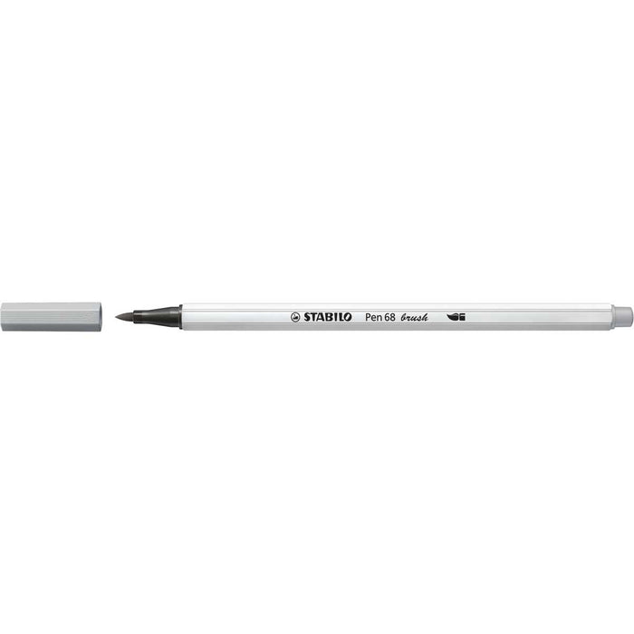 STABILO Pennarello Premium Con Punta A Pennello, Stabilo Pen 68 Brush, Grigio Freddo Medio - 568/95